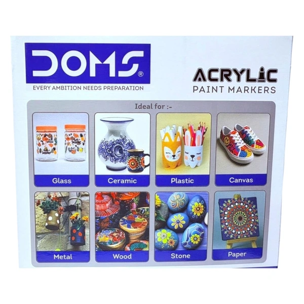 Doms Acrylic Paint Markers 12 Shades Soft Bullet Tip | Pop Art | Abstract Art | Graphic Design Art