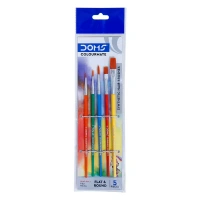 Doms ColourMate Synthetic Hair Brush Flat & Round Set