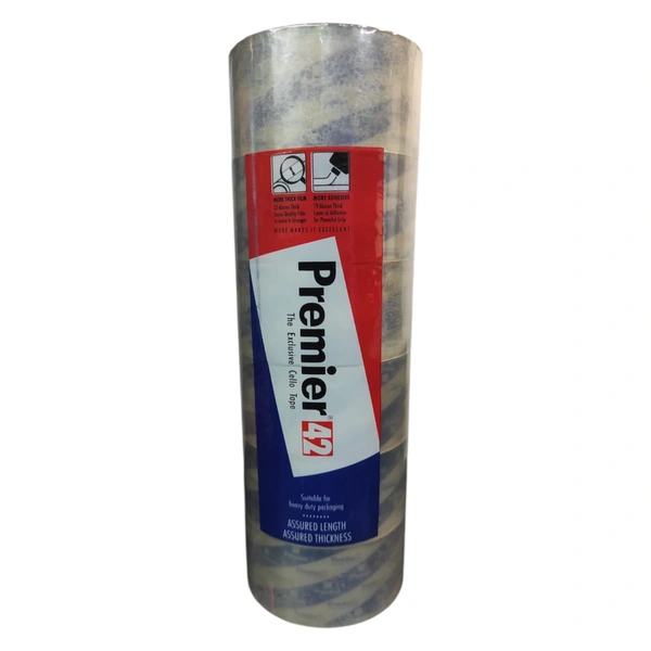 Premier Super Clear & Cello Tape 40 Meter - 6 Pieces, 48mm / 2 inch