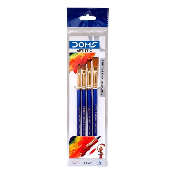 Doms Artistic Synthetic Brush Flat Set of 4