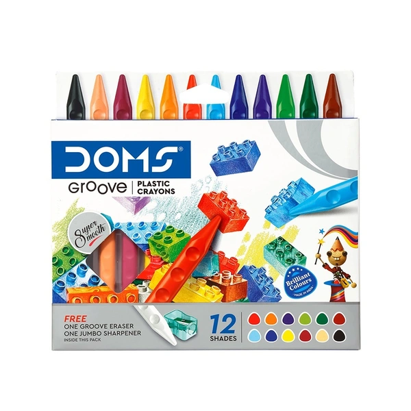 Doms Groove Plastic Crayons 12 Shades - 