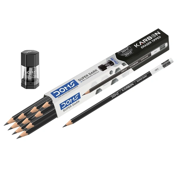 Doms Karbon Eraser Tipped Super Dark Pencils Pack of 10 Pieces