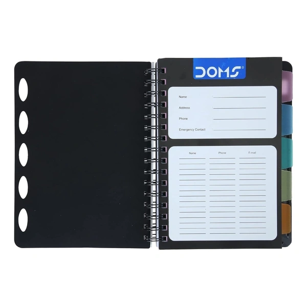 Doms 5 Subject Notebook Wiro Binding & Poly Cover 70 gsm Paper Pages 300 Size A5