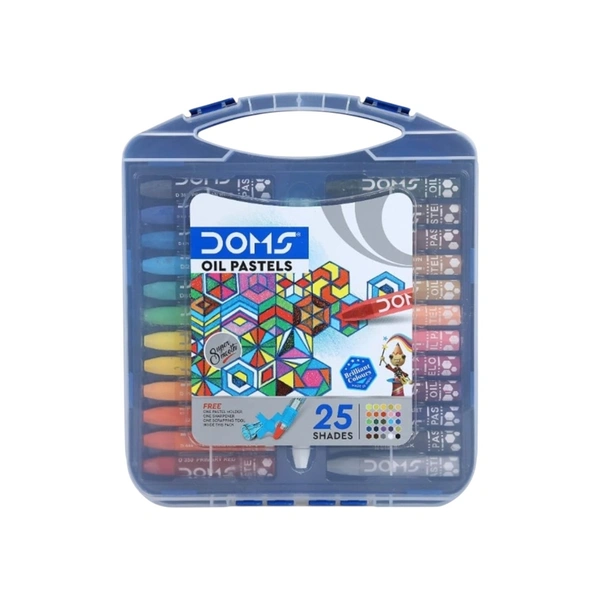 Doms Hexagonal Oil Pastels ( Assorted Shades ) 25 Shades Plastic Box