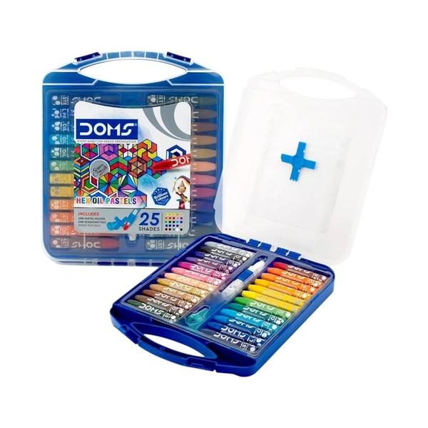 Doms Hexagonal Oil Pastels ( Assorted Shades ) 25 Shades Plastic Box