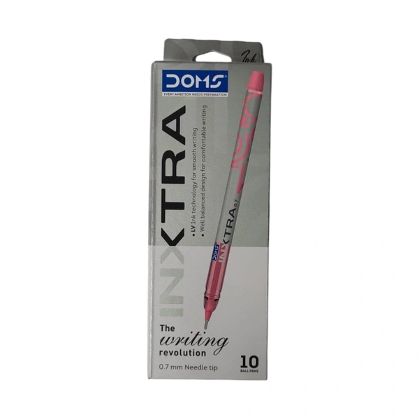 Doms Inxtra Ball Pen Blue Pack of 10 Piece - Red