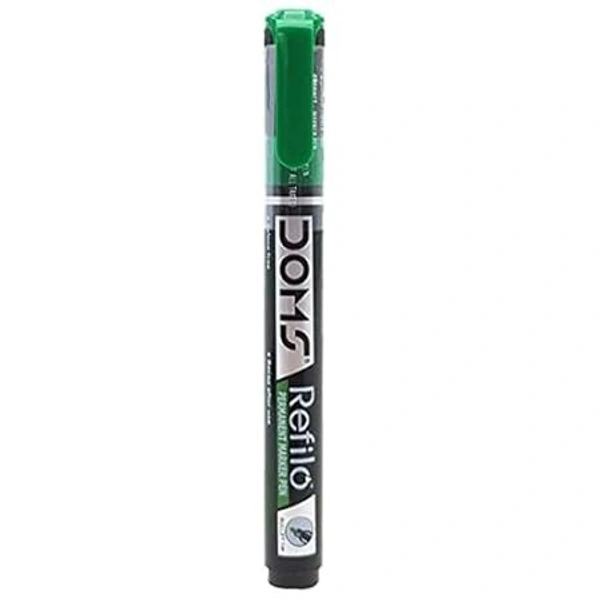 Doms Refilo Permanent Marker Pen Green Colour - 1 Piece, Green