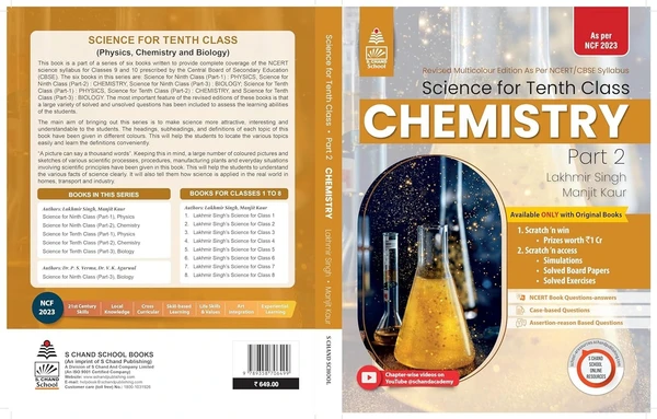 S Chand Science Part 2 Chemistry By - Lakhmir Singh & Manjit Kaur Class 10 CBSE Examination 2024 - 25