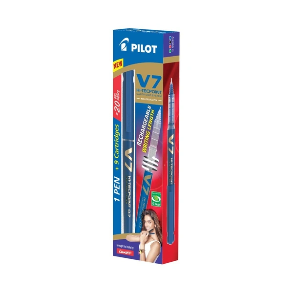 Pilot V7 Hi Tecpoint Cartridge System Roller Ball Pen Green - 1 Piece, Green