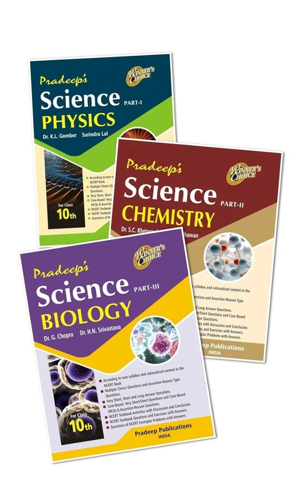 Pradeep Combo Pack Pradeep Science Physics, Chemistry, Biology Class 10 CBSE Examination 2024 - 25