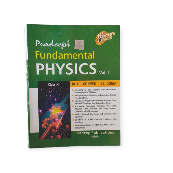 Pradeep Fundamental Physics Vol. 1 & 2 By K. L. Gomber & K. L. Gogia Class 12 CBSE Examination 2024 - 25