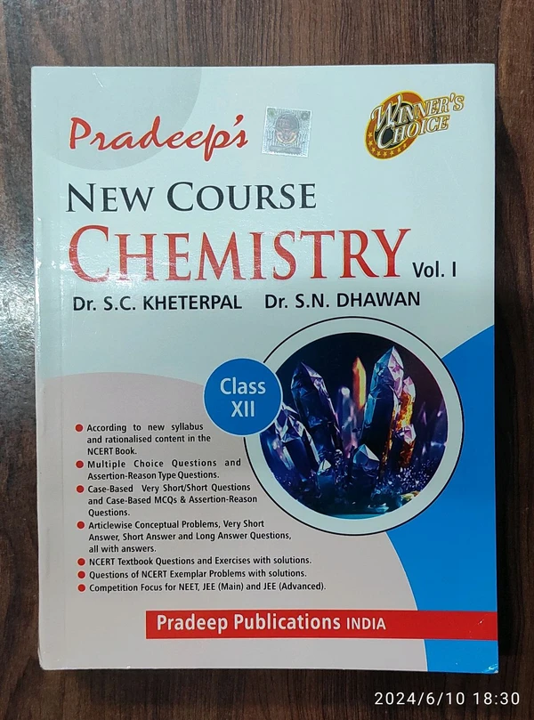 Pradeep New Course Chemistry Vol. 1 & 2 By S. C. Kheterpal S. N. Dhawan Class 12 CBSE Examination 2024 - 25