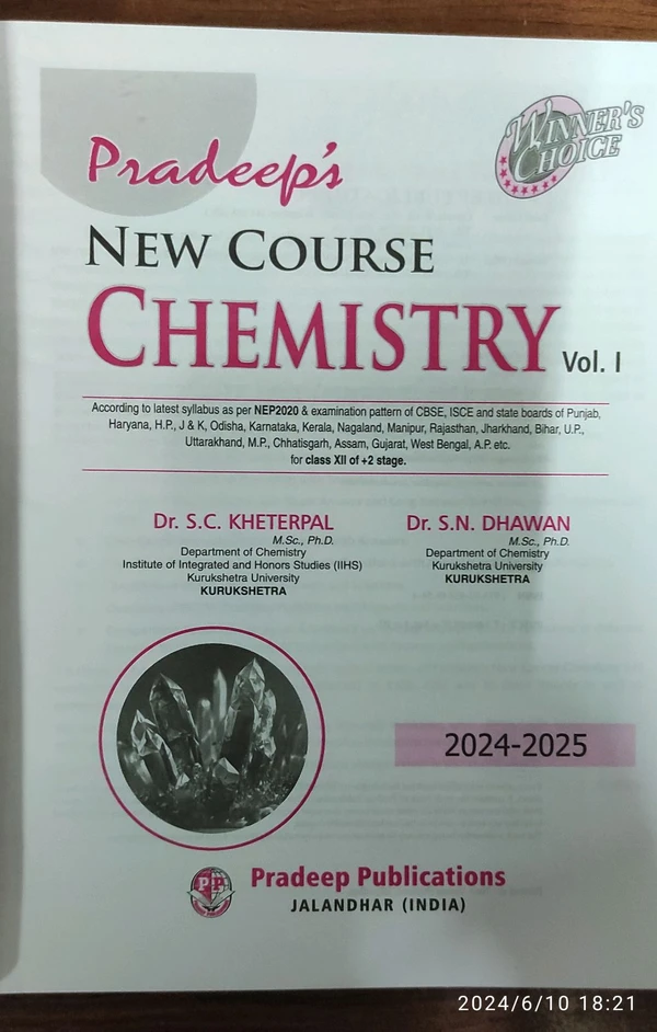 Pradeep New Course Chemistry Vol. 1 & 2 By S. C. Kheterpal S. N. Dhawan Class 12 CBSE Examination 2024 - 25