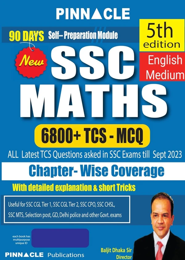 Prinnacle Publication Pinnacle SCC Maths 6800+ TSC MCQ Chapterwise 5th Edition