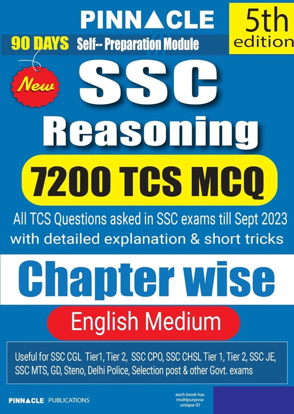 Prinnacle Publications Pinnacle SSC Reasoning 7200 TCS MCQ Chapterwise 5th Edition