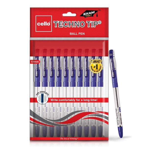Cello Ball Pen Techno Tip - 10 Pieces, Blue