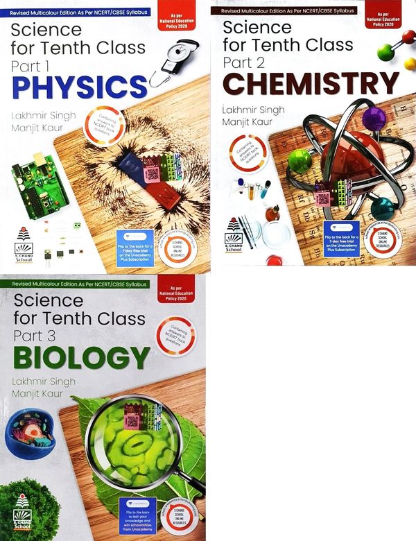 S Chand Combo Pack: Lakhmir Singh Class 10 Science ( Physics, Chemistry, Biology ) - Examination 2023-24