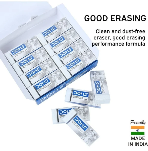 Doms Extra Long Dust Free Eraser - 10 Pcs