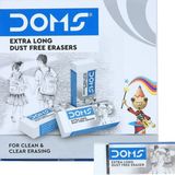 Doms Extra Long Dust Free Eraser - 10 Pcs