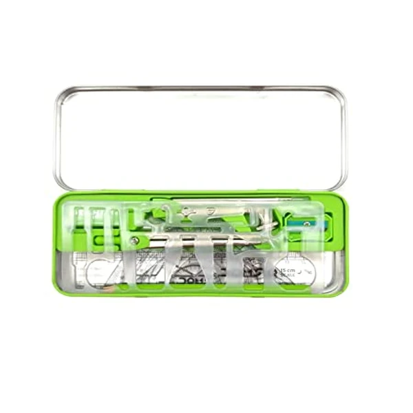 Doms Geomiti Geometry & Pencil Box Light Green Colour