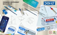 Doms Geomiti Mathematical Instrument Box & Geometry Box Red Colour