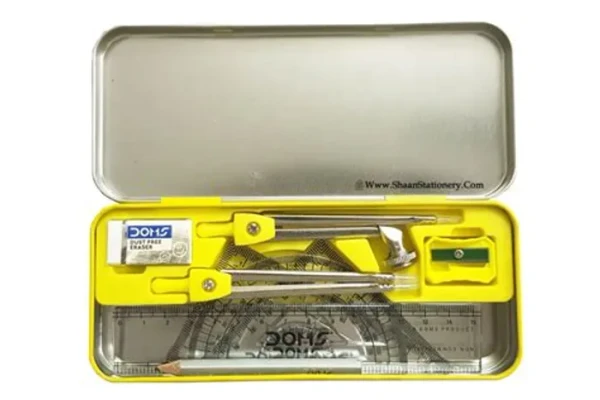 Doms Geomiti Geometry & Pencil Box Yellow Colour