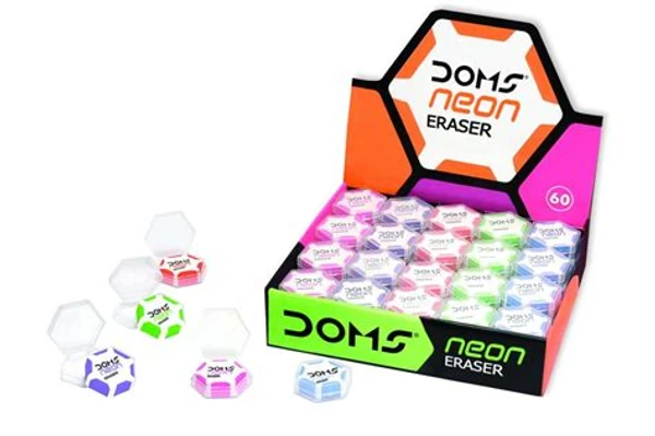Doms Neon Hex Eraser  - 60 Pcs Packs