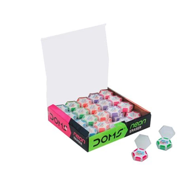 Doms Neon Hex Eraser  - 60 Pcs Packs