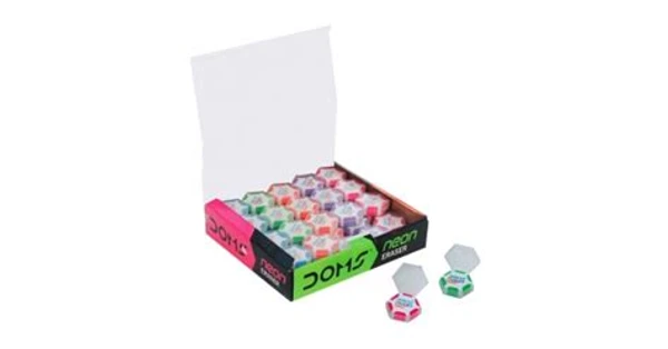 Doms Neon Hex Eraser  - 60 Pcs Packs