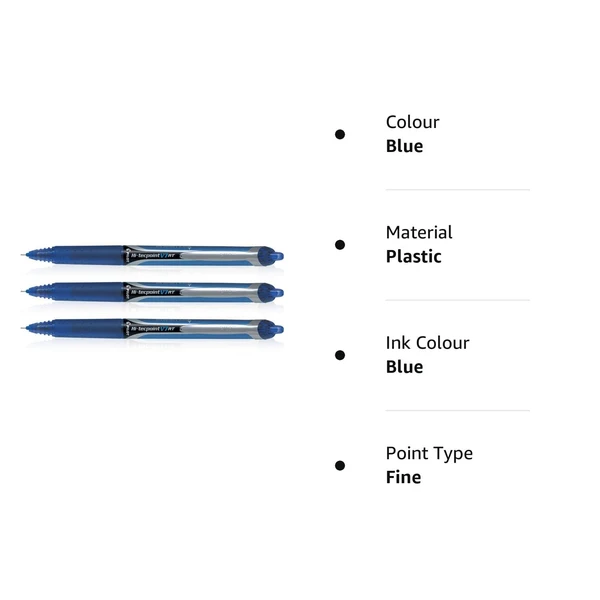 PILOT Pilot Hi Techpoint V7 RT Liquid Ink Roller Ball Pen Blue, Black, Red, Green Pack of 4 - 