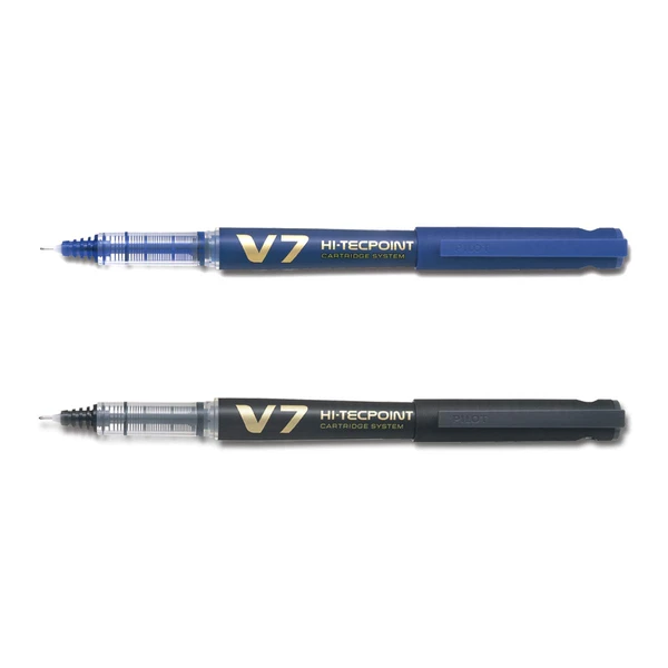 Luxor Pilot V7 Hi Tecpoint Cartridge System Rollerball Pen - 6 Pcs., Blue