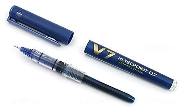 Luxor Pilot V7 Hi Tecpoint Cartridge System Rollerball Pen - 3 Pcs., Blue
