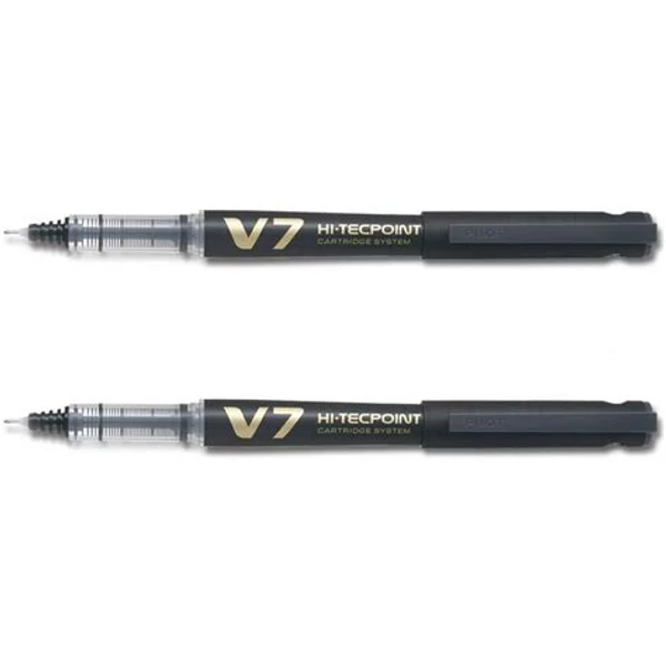 Luxor Pilot V7 Hi Tecpoint Cartridge System Rollerball Pen - 3 Pcs., Black