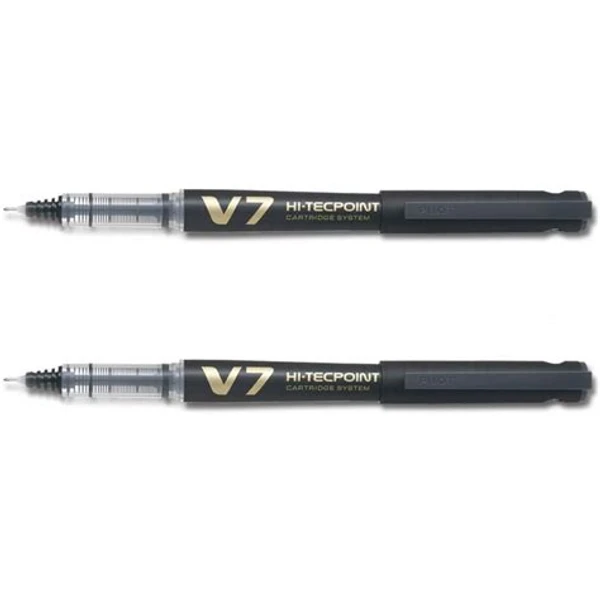 Luxor Pilot V7 Hi Tecpoint Cartridge System Rollerball Pen - 12 Pcs., Black