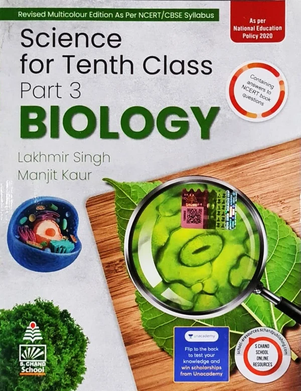 S Chand Science Part 3 Biology By - Lakhmir Singh & Manjit Kaur  Class 10 CBSE Examination 2023 - 24