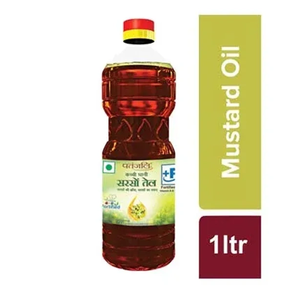 Patanjali Kachi Ghani Mustard Oil 1 L (Bottle) - 1 LTR