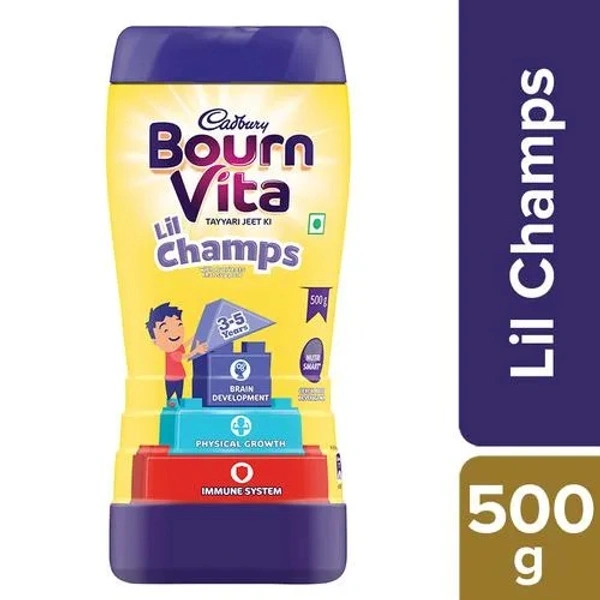 Cadbury Bournvita Chocolate Health Drink - Bournvita Lil Champs, 500 g Jar - 500 g