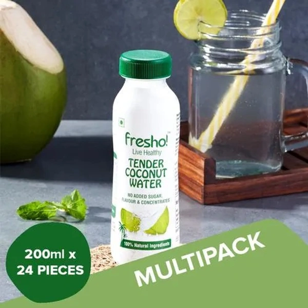 Fresho Tender Coconut Water - No Added Sugar, Flavours, 24x200 ml (Multipack) - 24x200 ml