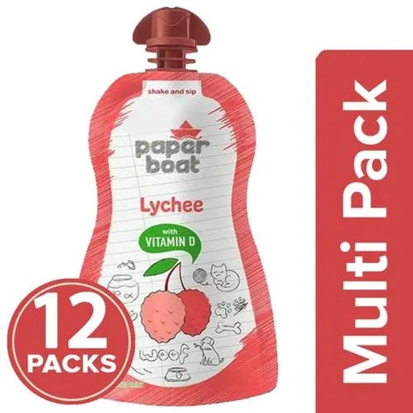 Paper Boat Lychee - Litchi Fruit Juice, 12x150 ml Multipack - 150ml