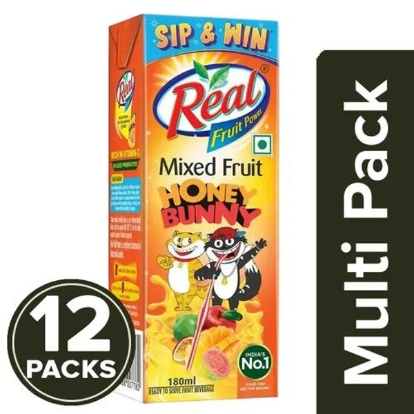 Real Fruit Power Juice - Mixed Fruit, Honey Bunny, 12 x 180 ml Multipack - 180 ml