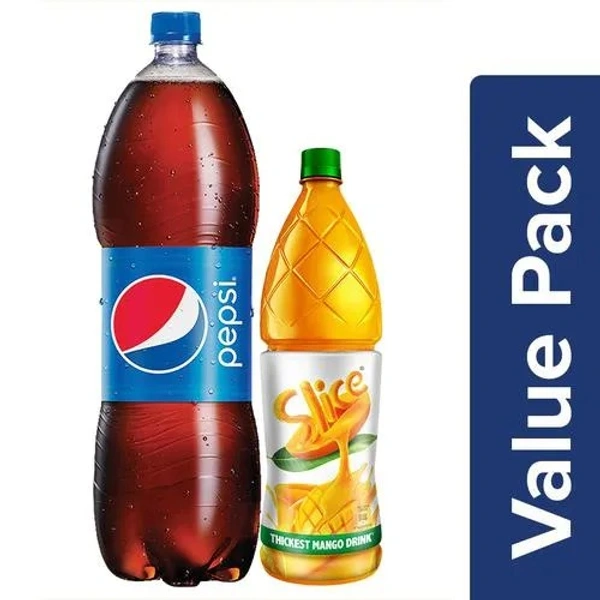 bb Combo Pepsi Soft Drink 2.25 L + Slice Thickest Mango Drink 1.2 L, Combo 2 Items - 1.2 L