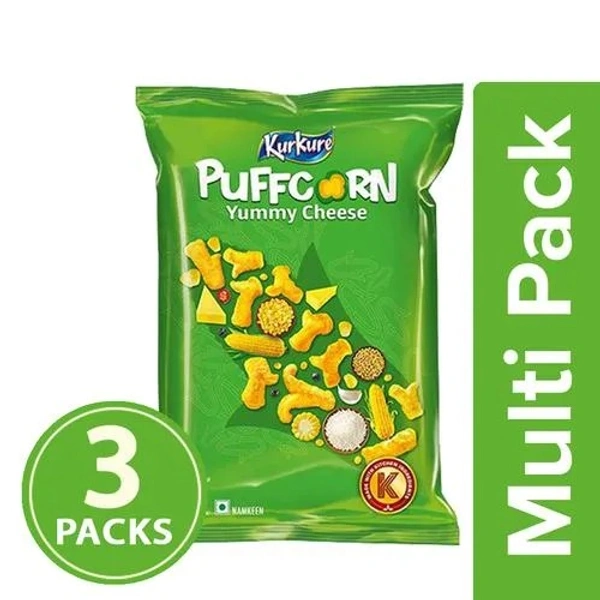 Kurkure Namkeen - Puffcorn Yummy Cheese, 3x55 g Multipack - 28 g