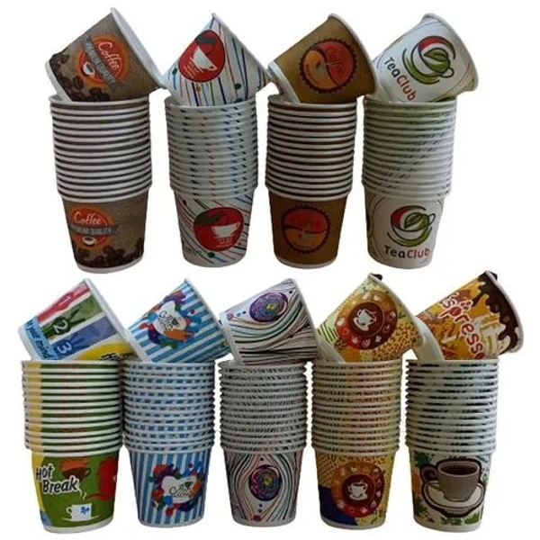Paricott Paper Cup - Mix Design, Assorted Colour, Eco-friendly, Biodegradable & Disposable, 150 ml (Pack of 50) - 150 ml