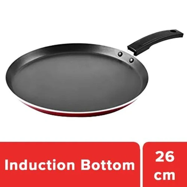 Nirlon Induction Base Non-Stick Flat/Dosa Tawa - Durable, 26 cm, Maroon, 1 pc