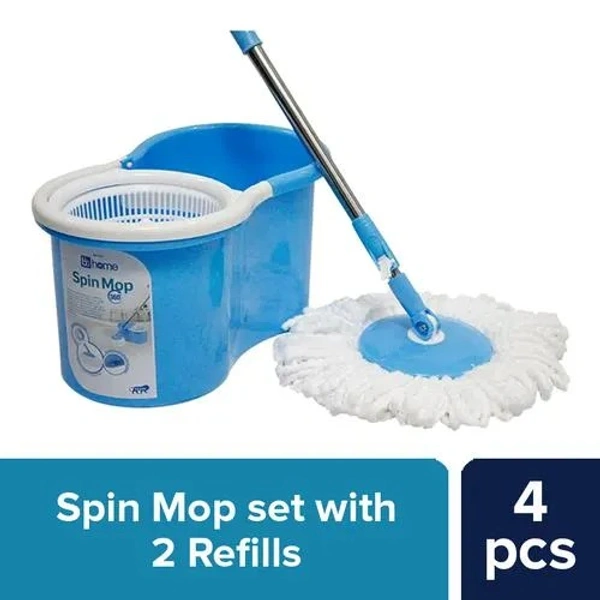 BB Home Spin Mop Bucket With 360 Degree Rotation & 2 Refills - Used For Deep Cleaning, Blue, 1 pc