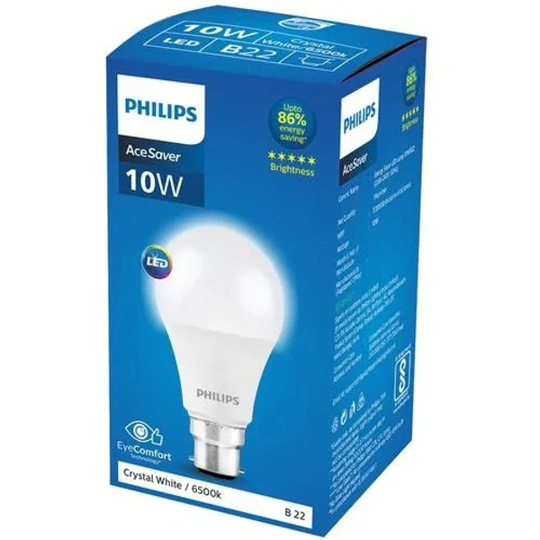 Philips LED Bulb - 10 Watt, Energy Efficient, Cool Day Light, Ace Saver Base B22, 1 pc
