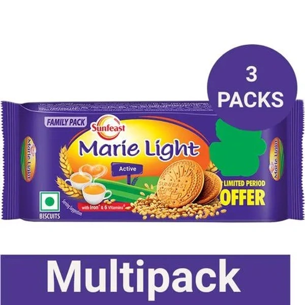 Sunfeast Marie Light Active - Original Biscuits, 3x186 g - 186 g