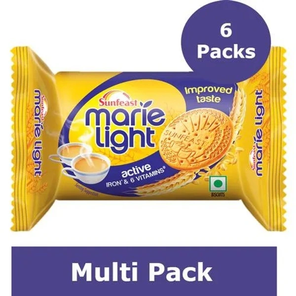 Sunfeast Marie Light Biscuits - Active, 6x75 g Multipack - 75 g