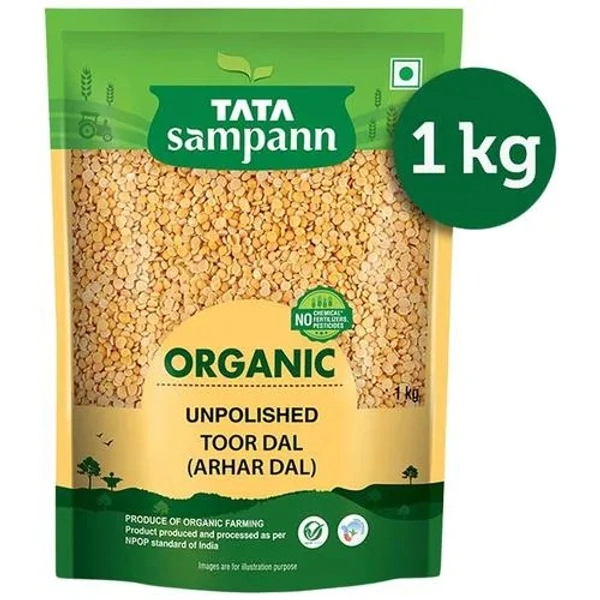 Tata Sampann Organic Toor Dal/Togari Bele, 1 kg - 1 kg