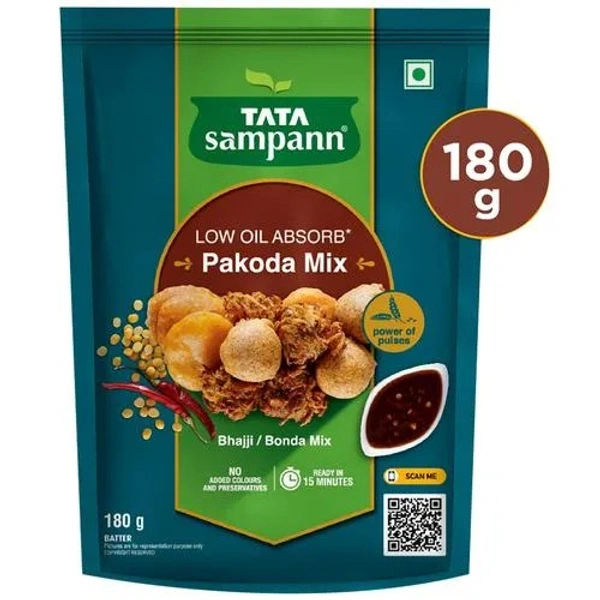 Tata Sampann Low Oil Absorb Pakoda Mix - Instant Ready To Cook, 180 g - 180 g